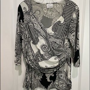 Rochelle Black and White Peplum, Sz L